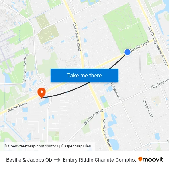 Beville & Jacobs Ob to Embry-Riddle Chanute Complex map