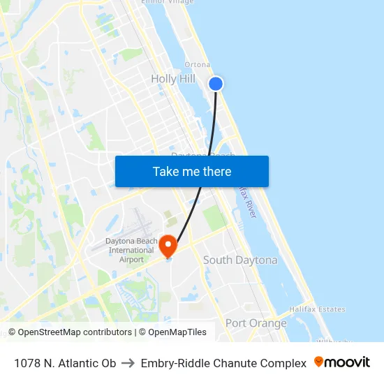 1078 N. Atlantic Ob to Embry-Riddle Chanute Complex map