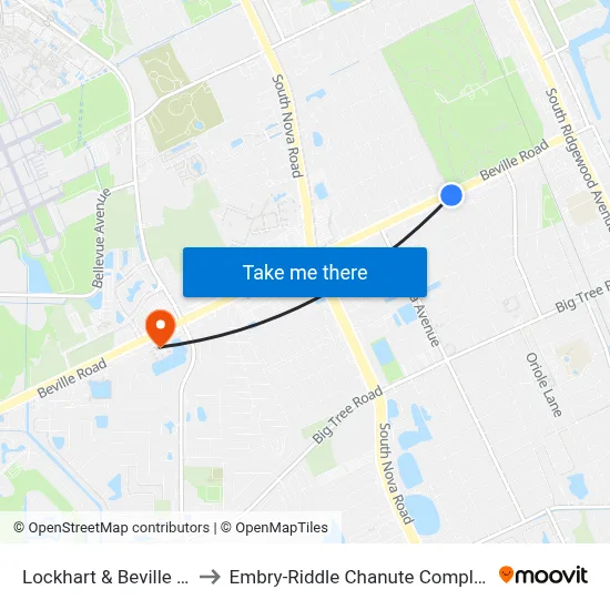 Lockhart & Beville Ib to Embry-Riddle Chanute Complex map