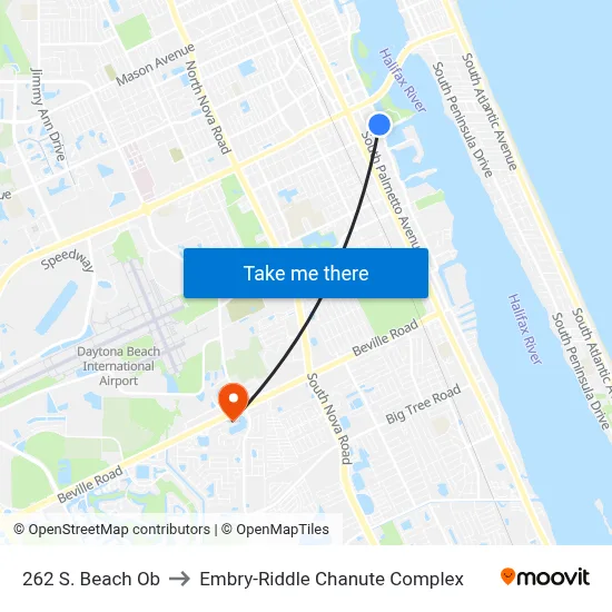 262 S. Beach Ob to Embry-Riddle Chanute Complex map