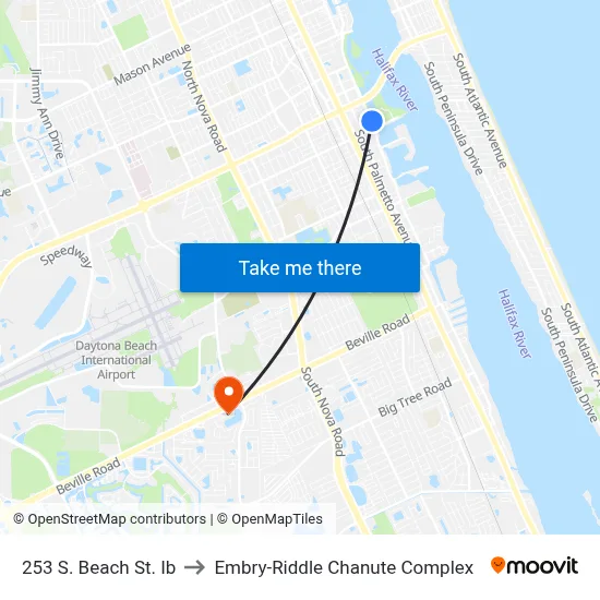 253 S. Beach St.  Ib to Embry-Riddle Chanute Complex map