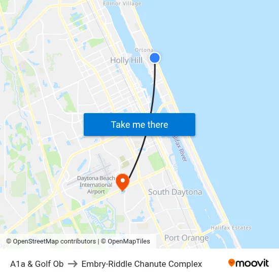 A1a & Golf Ob to Embry-Riddle Chanute Complex map