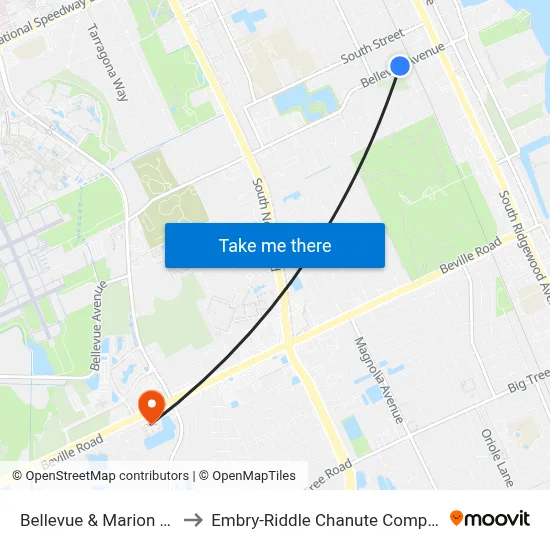 Bellevue & Marion Ob to Embry-Riddle Chanute Complex map