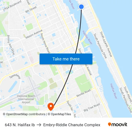 643 N. Halifax Ib to Embry-Riddle Chanute Complex map
