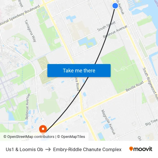Us1 & Loomis Ob to Embry-Riddle Chanute Complex map
