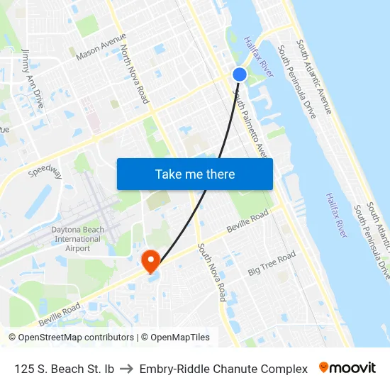 125 S. Beach St. Ib to Embry-Riddle Chanute Complex map