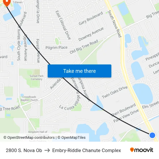 2800 S. Nova Ob to Embry-Riddle Chanute Complex map