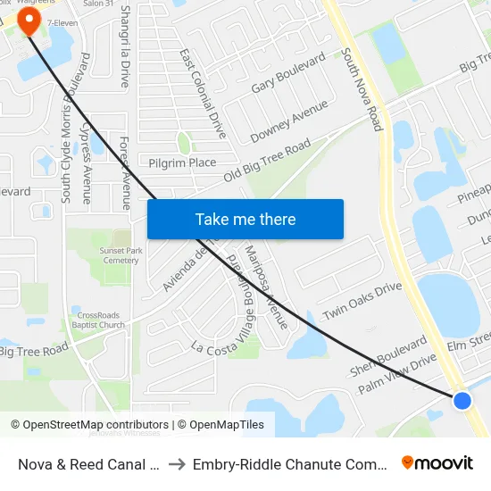Nova & Reed Canal Ob to Embry-Riddle Chanute Complex map