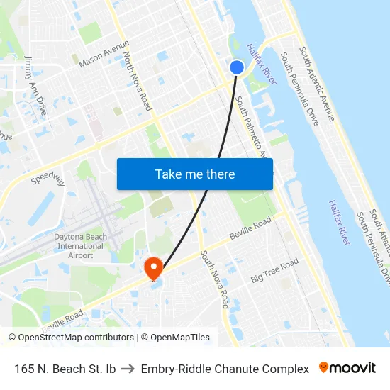 165 N. Beach St.  Ib to Embry-Riddle Chanute Complex map