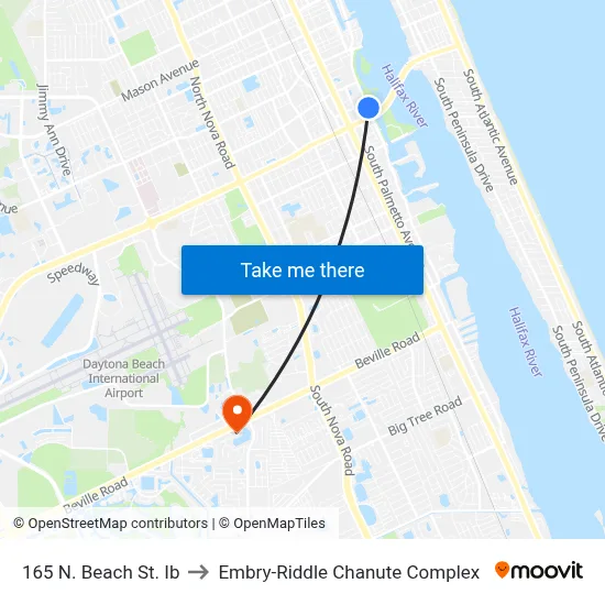 165 N. Beach St. Ib to Embry-Riddle Chanute Complex map