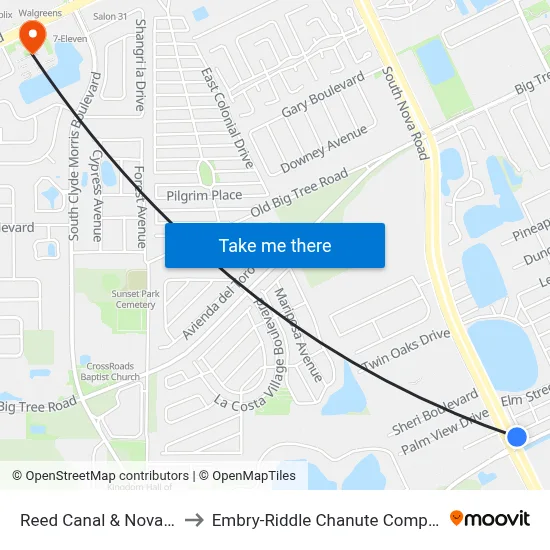 Reed Canal & Nova Ib to Embry-Riddle Chanute Complex map