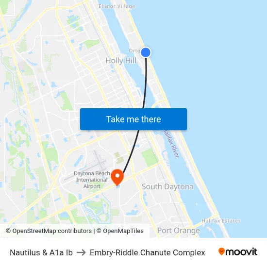 Nautilus & A1a Ib to Embry-Riddle Chanute Complex map