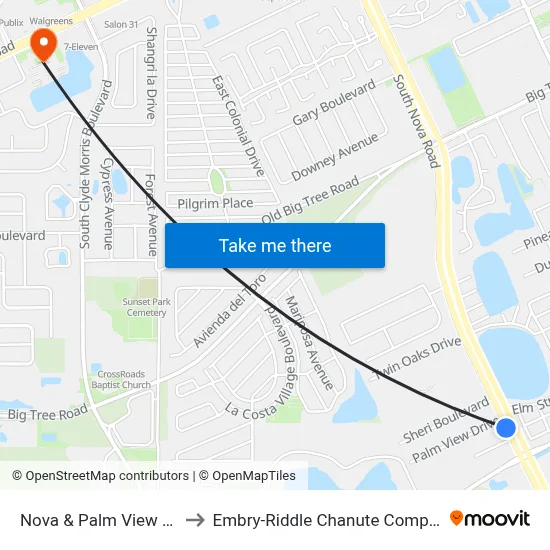 Nova & Palm View Ob to Embry-Riddle Chanute Complex map