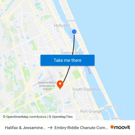 Halifax & Jessamine Ob to Embry-Riddle Chanute Complex map
