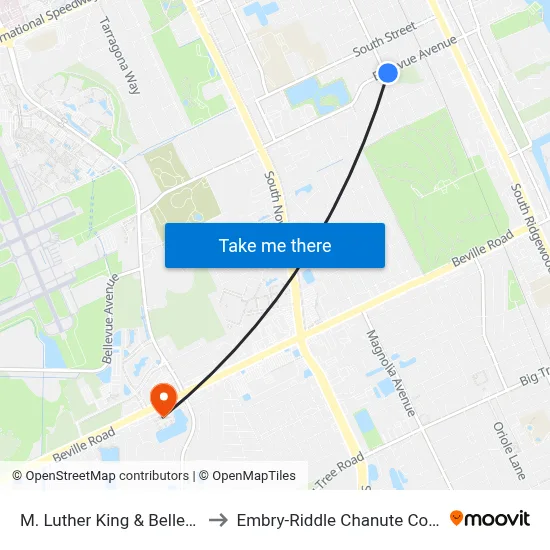 M. Luther King & Bellevue Ib to Embry-Riddle Chanute Complex map