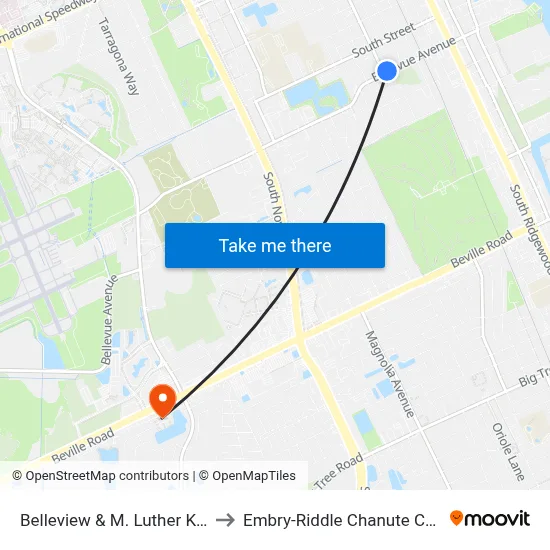 Belleview & M. Luther King Ob to Embry-Riddle Chanute Complex map