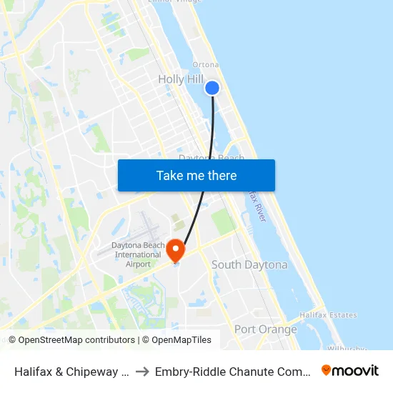 Halifax & Chipeway Ob to Embry-Riddle Chanute Complex map
