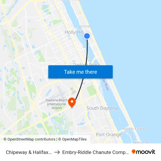 Chipeway & Halifax Ib to Embry-Riddle Chanute Complex map