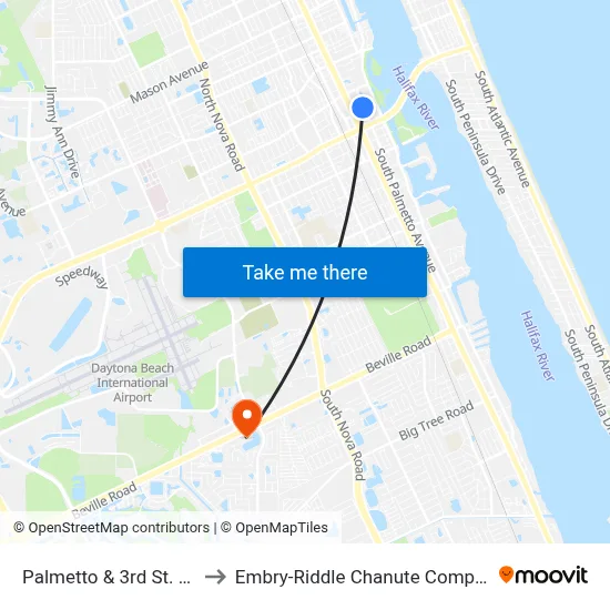 Palmetto & 3rd St. Ob to Embry-Riddle Chanute Complex map