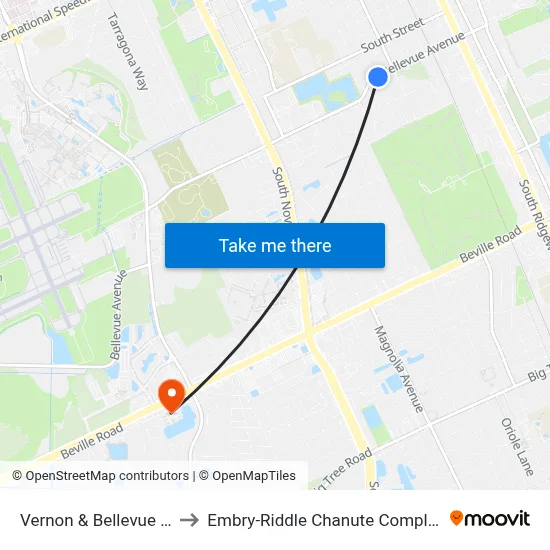 Vernon & Bellevue Ib to Embry-Riddle Chanute Complex map