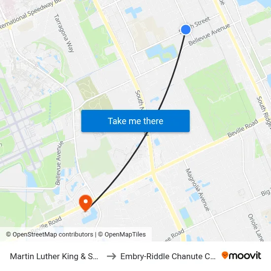 Martin Luther King & South Ob to Embry-Riddle Chanute Complex map