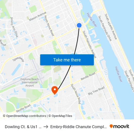 Dowling Ct. & Us1 Ib to Embry-Riddle Chanute Complex map
