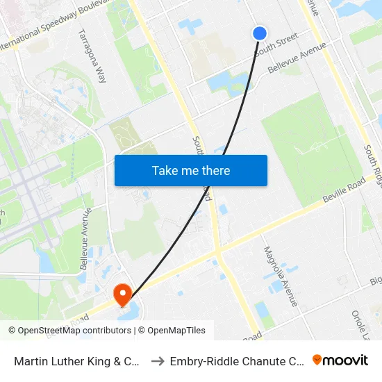 Martin Luther King & Cedar Ob to Embry-Riddle Chanute Complex map