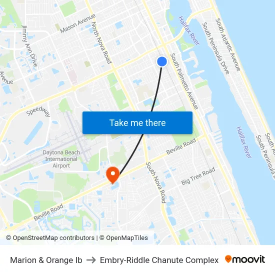 Marion & Orange Ib to Embry-Riddle Chanute Complex map