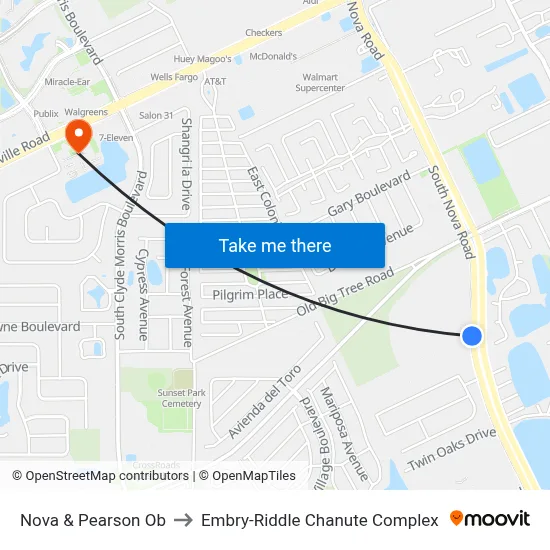 Nova & Pearson Ob to Embry-Riddle Chanute Complex map