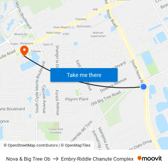 Nova & Big Tree Ob to Embry-Riddle Chanute Complex map
