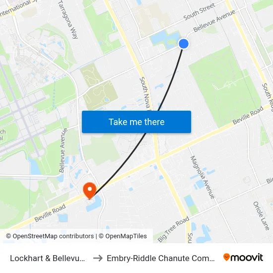 Lockhart & Bellevue Ib to Embry-Riddle Chanute Complex map