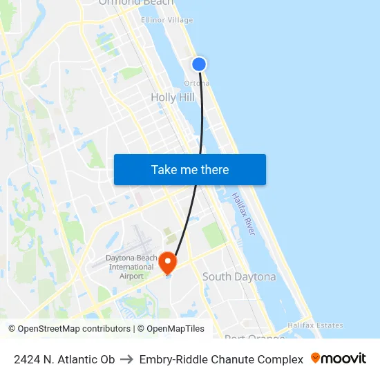 2424 N. Atlantic Ob to Embry-Riddle Chanute Complex map