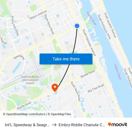 Int'L Speedway & Seagrave Ob to Embry-Riddle Chanute Complex map