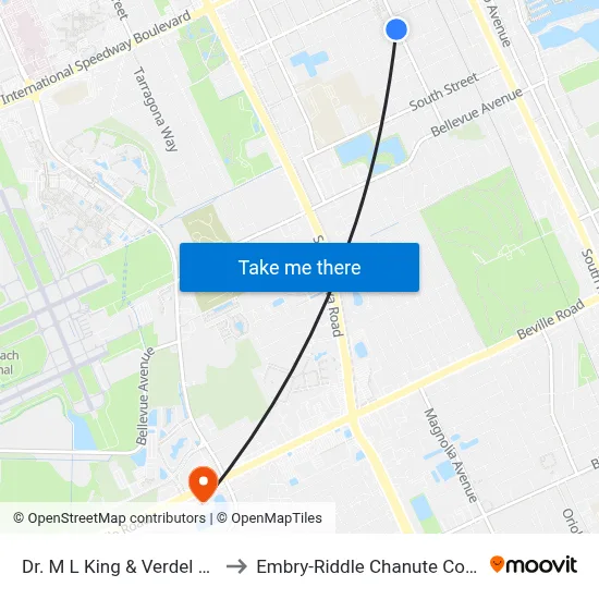 Dr. M L King & Verdel St. Ob to Embry-Riddle Chanute Complex map