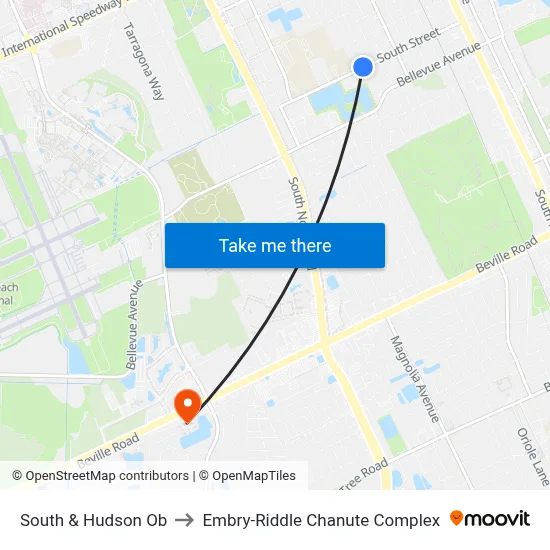 South & Hudson Ob to Embry-Riddle Chanute Complex map