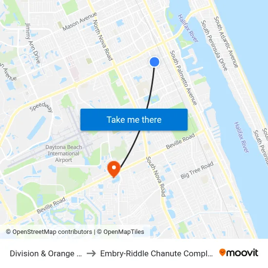 Division & Orange Ib to Embry-Riddle Chanute Complex map