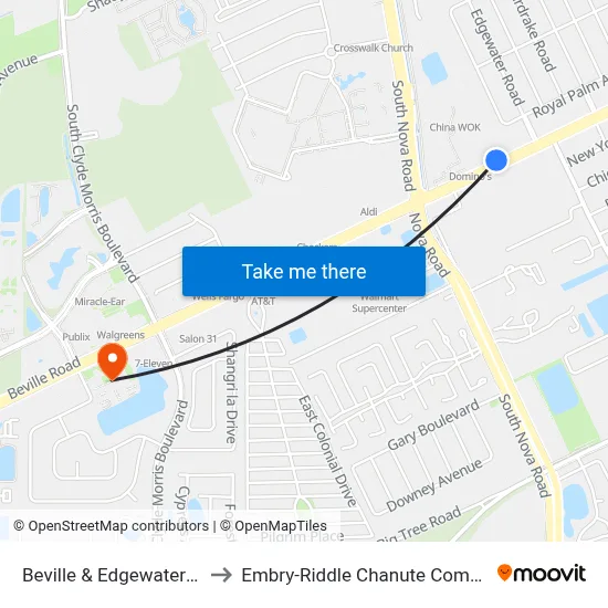 Beville & Edgewater Ob to Embry-Riddle Chanute Complex map