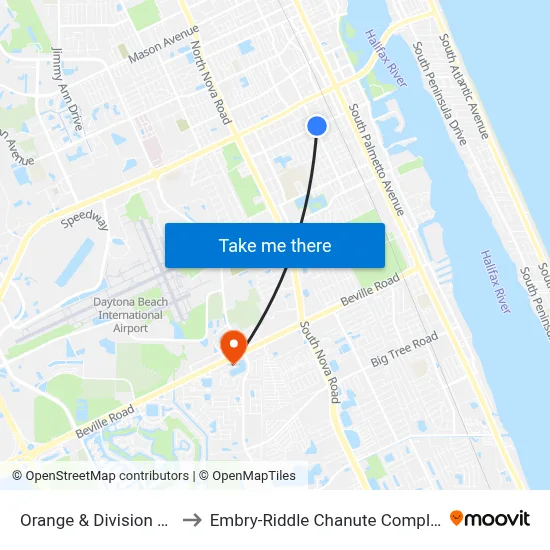 Orange & Division Ob to Embry-Riddle Chanute Complex map