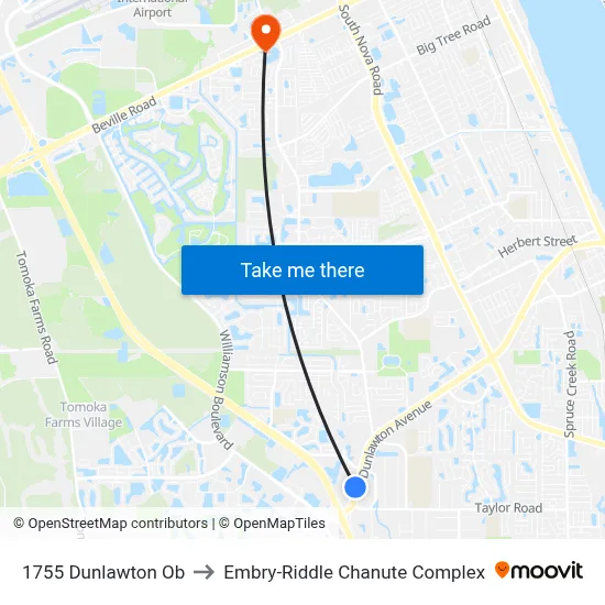 1755 Dunlawton Ob to Embry-Riddle Chanute Complex map