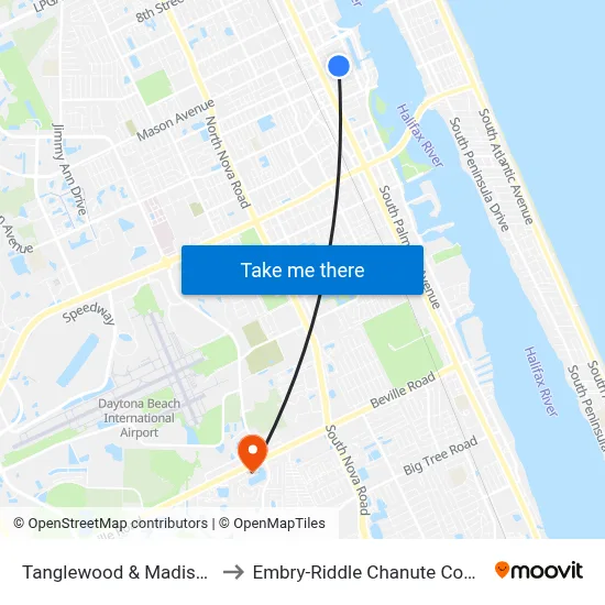Tanglewood & Madison Ib to Embry-Riddle Chanute Complex map