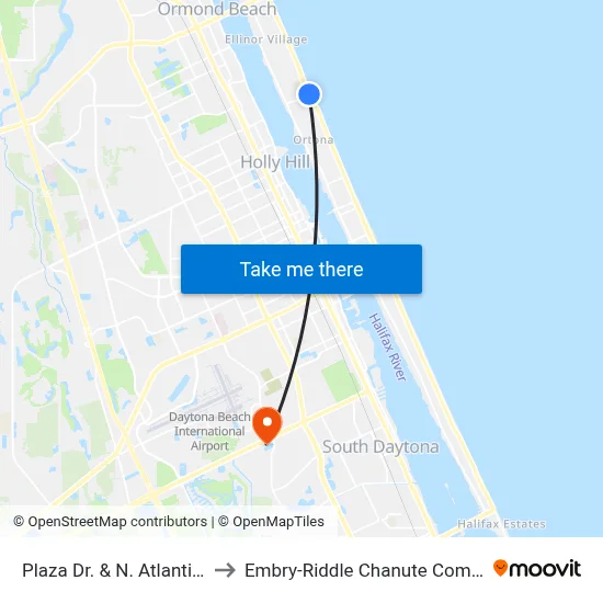 Plaza Dr. & N. Atlantic Ib to Embry-Riddle Chanute Complex map