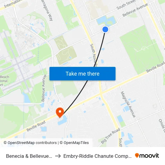 Benecia & Bellevue Ib to Embry-Riddle Chanute Complex map