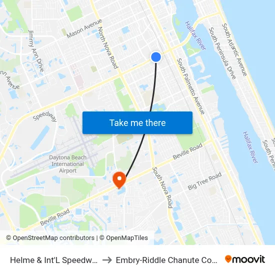 Helme & Int'L Speedway Ib to Embry-Riddle Chanute Complex map