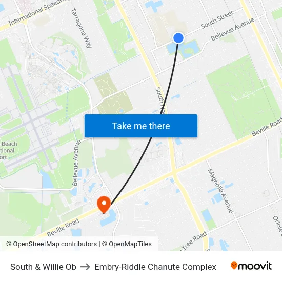 South & Willie Ob to Embry-Riddle Chanute Complex map