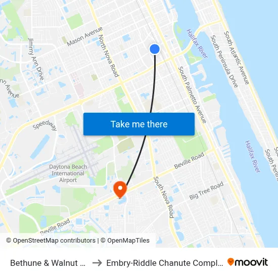Bethune & Walnut Ob to Embry-Riddle Chanute Complex map