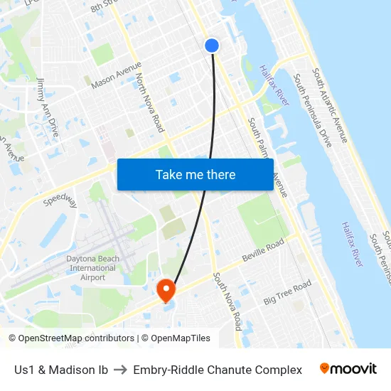 Us1 & Madison Ib to Embry-Riddle Chanute Complex map