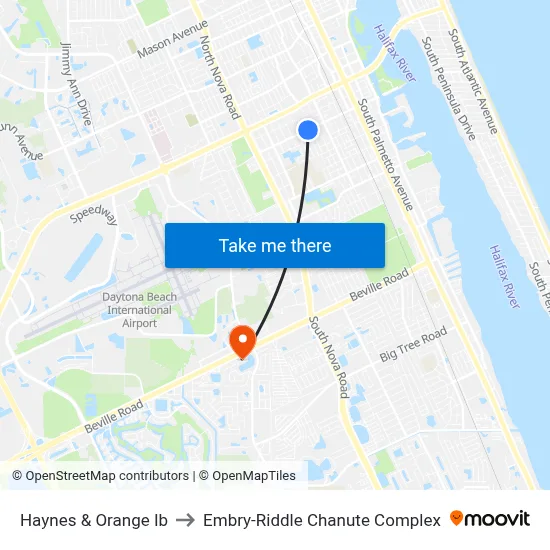 Haynes & Orange Ib to Embry-Riddle Chanute Complex map