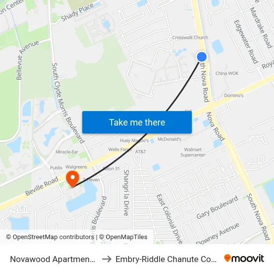 Novawood Apartments Ob to Embry-Riddle Chanute Complex map