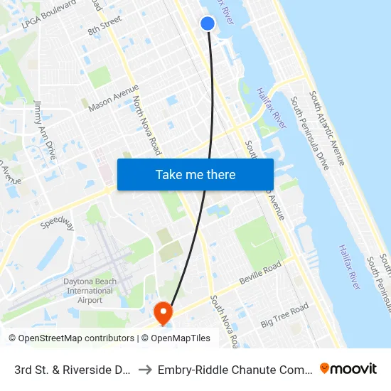 3rd St. & Riverside Dr. Ib to Embry-Riddle Chanute Complex map