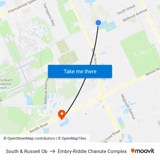 South & Russell Ob to Embry-Riddle Chanute Complex map